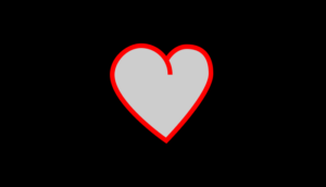 Red and grey heart on a black background