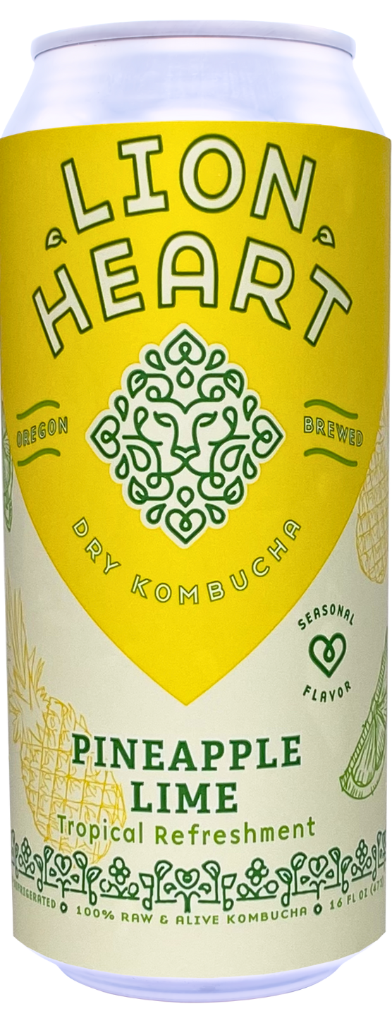 Pineapple Lime Lion Heart Kombucha Seasonal Flavor Acai Grape
